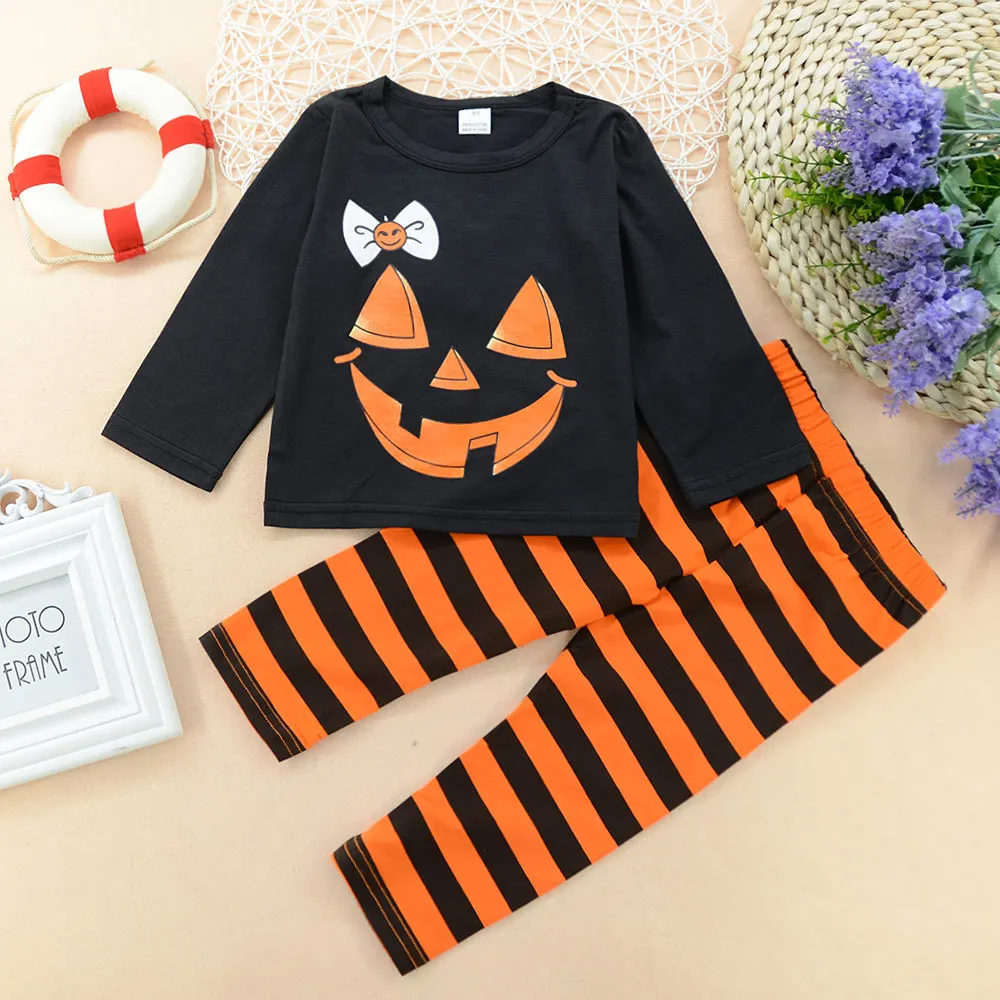 

High Cotton Quality pumpkin applique kids outfits for Halloween's day