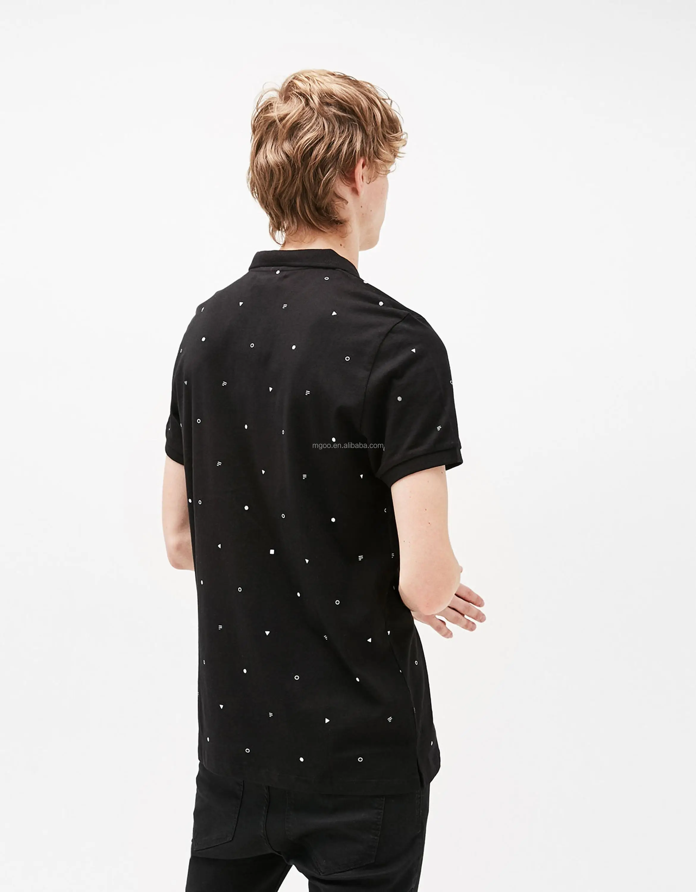 mens summer fitted printed polo shirt slim fit gentleman polo