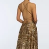 Young Girls Beautiful Maxi Backless Women Prom Side Slit Lace Up Back Animal Leopard Printing Cheetah Print Satin X-Back Dress