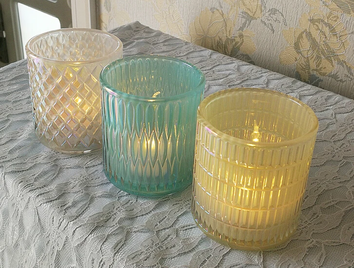 Embossed Round Glass Ornamental Candlestick Christmas Candle Holder