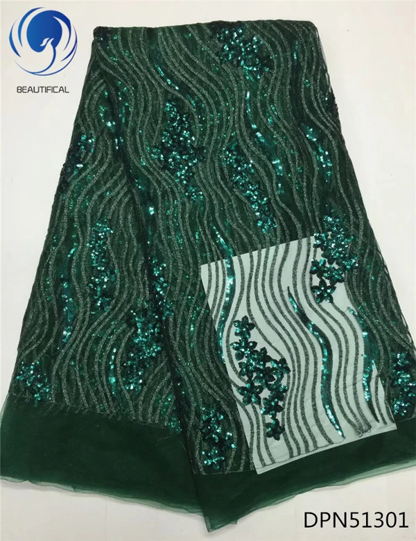 

Beautifical wholesale lace with sequins green lace fabric bulk lace fabric DPN513, Customized
