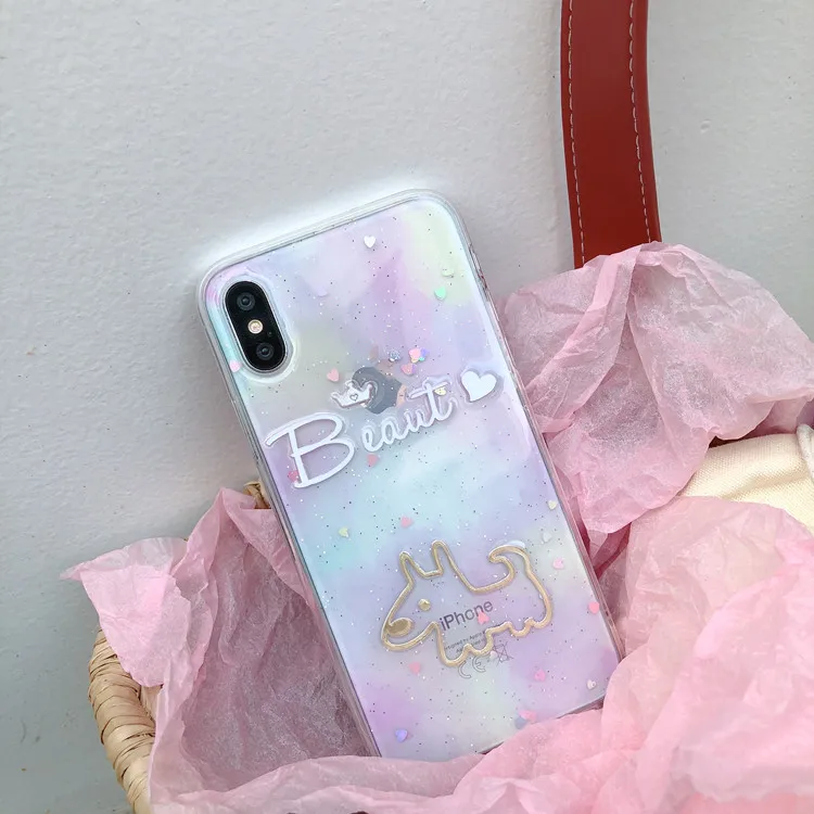 Epoxy Resin Ice Cream Cone Soft TPU Phone Case for iPhone X , for iPhone 8 Case Cute Dog