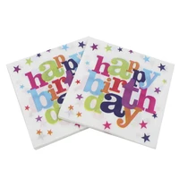 

Happy Birthday Paper Napkin Event Tissue White Napkins Decoupage Decoration Paper 33cm*33cm Or Custom Napkins