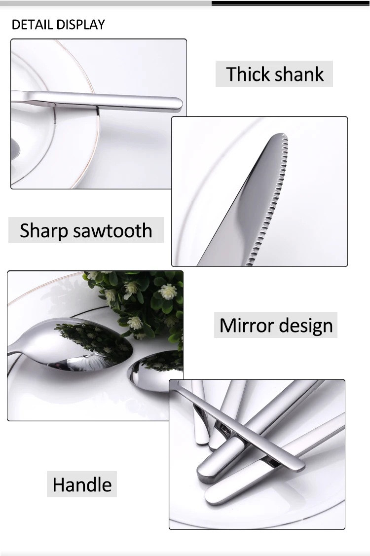 Wholesale Silver Stainless Steel Spoon Fork Knife Bulk Flatware Set
