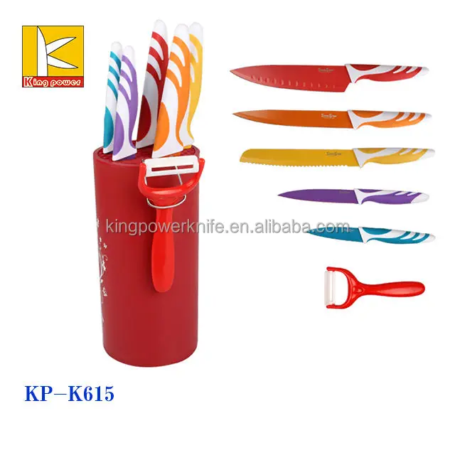 Spray Paint Color Knife Set 6 Pcs Nonstick Coating Knife Set With