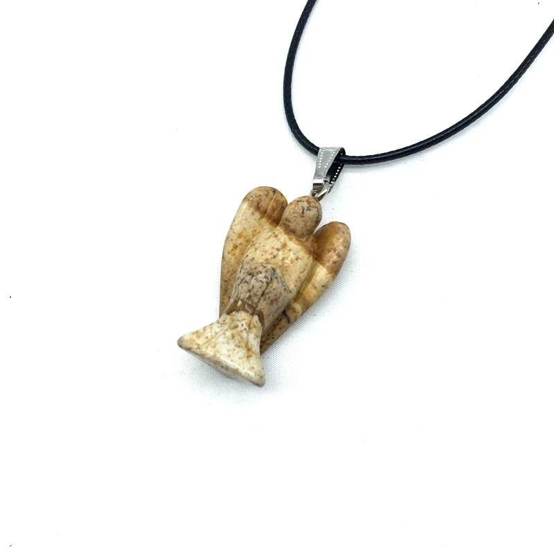 Natural Stone Pendant Angel Carving Necklaces Pendants 25x35 Mm For Diy ...