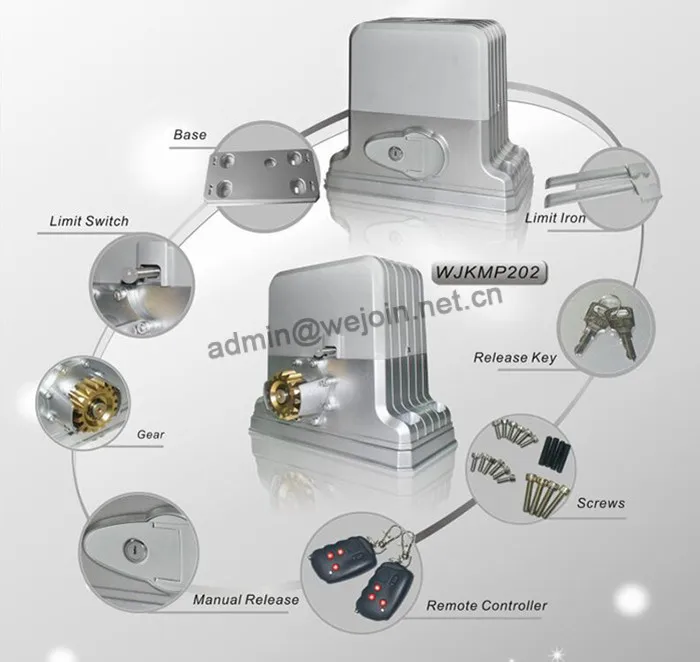 350W 1800KG electric opener operator automatic sliding door motor with rail rack