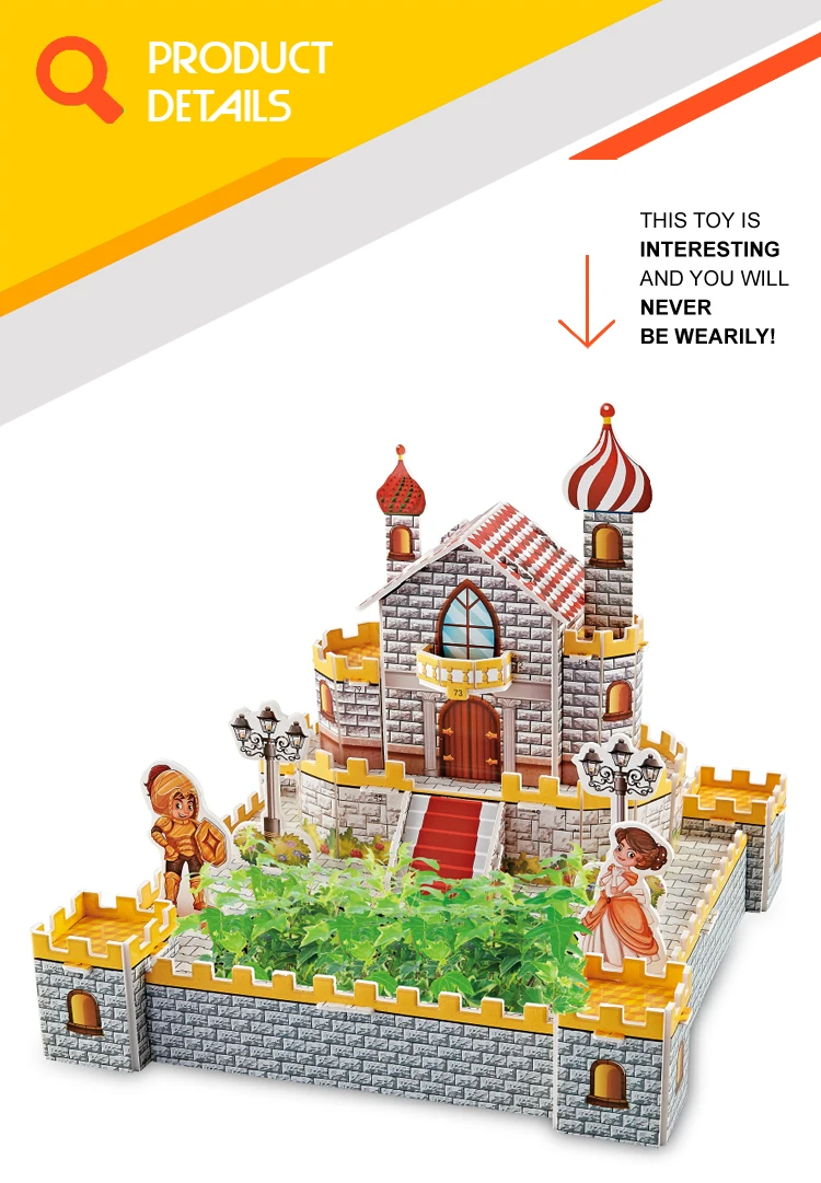 Educational 3D Puzzle Castle - Fun Cardboard Coloring Toy