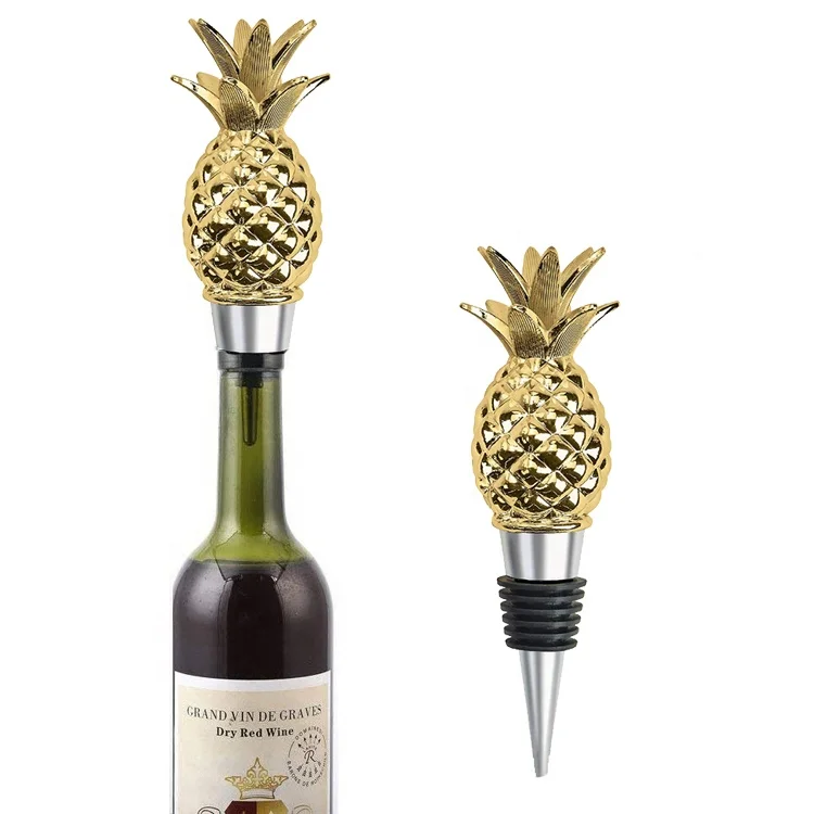 

Ready to ship pineapple wine stopper for wine bottles, Gold, rose-gold