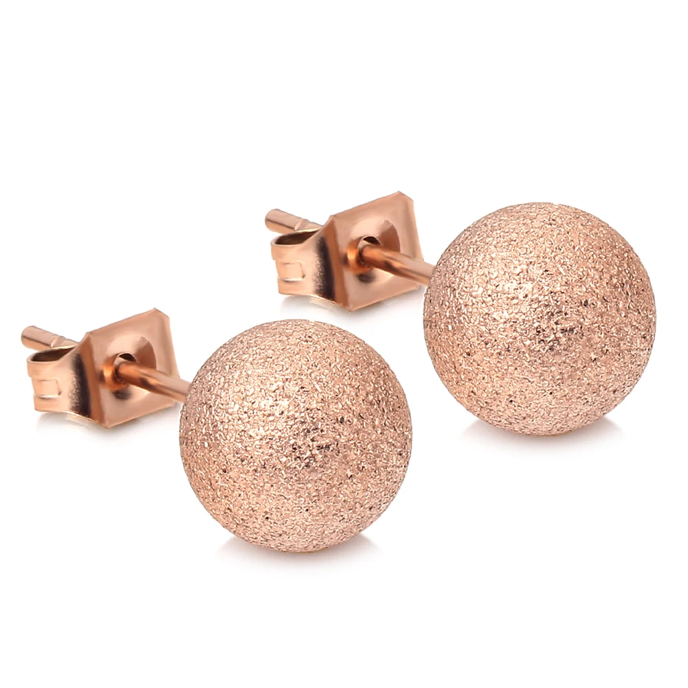 

Stainless Steel Rose Gold Plated Stud Spherical Earrings