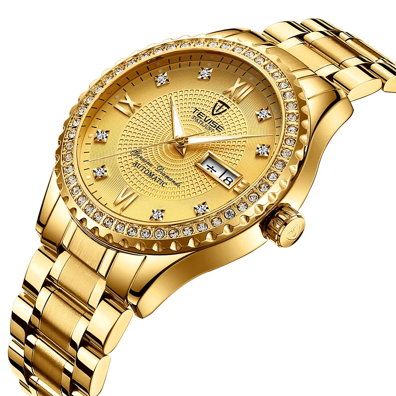 Couple Watches Quartz Gold Diamond Minimalist Wristwatches For Men And ...
