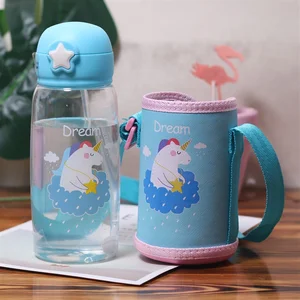 Image of 650ML Children Cartoon Water Bottle with Straw Cup for Kids Kindergarten Large-capacity Water Cup Portable Outdoor Children Drin
