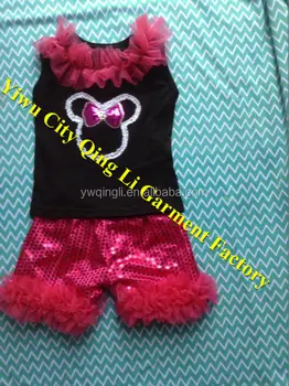 Lovely Baby Girls Black Sleeveless Top Matching Hot Pink Sequine