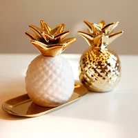 

wholesale porcelain money bank home decorative ceramic gold pineapple decoration