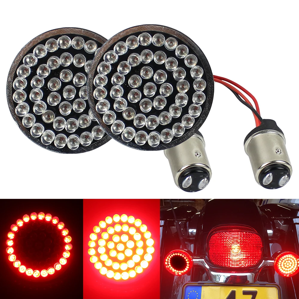 Pair 2" inch LED 1157 Rear Red Led Turn Signal Light Inserts for Motorcycle