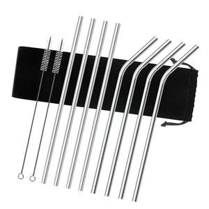 Image of FDA LFGB Certificated Reusable Colorful Spiral 304 Stainless Steel Straw Set With Customized Logo
