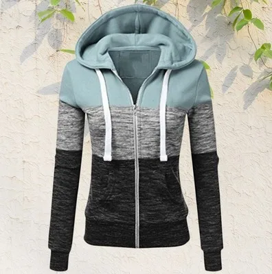 

5XL Plus Size Crop Tops Coat Autumn Women Sweatshirts Long Sleeve Contrast Color Patchwork Pullover Zip Hoodies