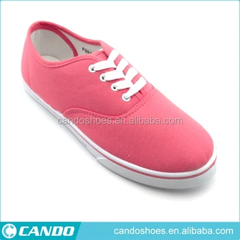Pure Pink Color Canvas Girls Shoes 