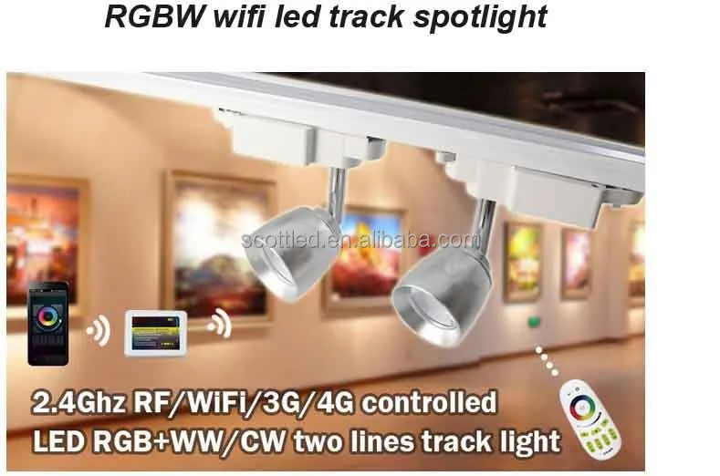 7W RGBW Led Track spotlight(Mi-light)+2.4GHZ Wireless remote+WIFI controller