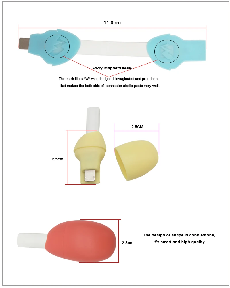 New Product Promotional Gift Candy Color 2 in 1Mini Charger And Data Android Phone Charging Micro Usb Magnetic Cable