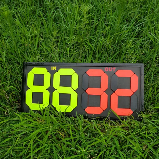 

Amazon hot sale easy carrying mechanical four digits two side manual soccer player board substitution display football, Orange+yellow+black