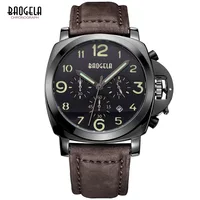 

BAOGELA 1702 Mens Watches Brown Leather Strap Fashion Chronograph Reloj Hombre Christmas Gift Quartz Watch Relogio Masculino