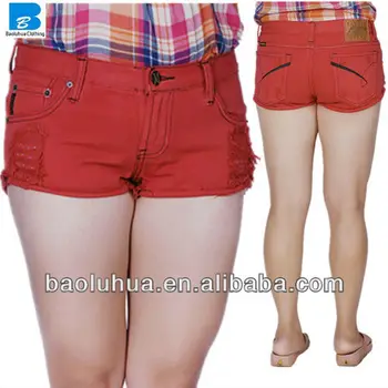 red denim shorts womens