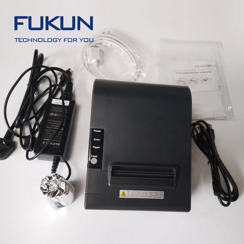 

FUKUN Auto Cutter 80mm Thermal Printer USB Thermal Receipt Printer for restaurant, Gray