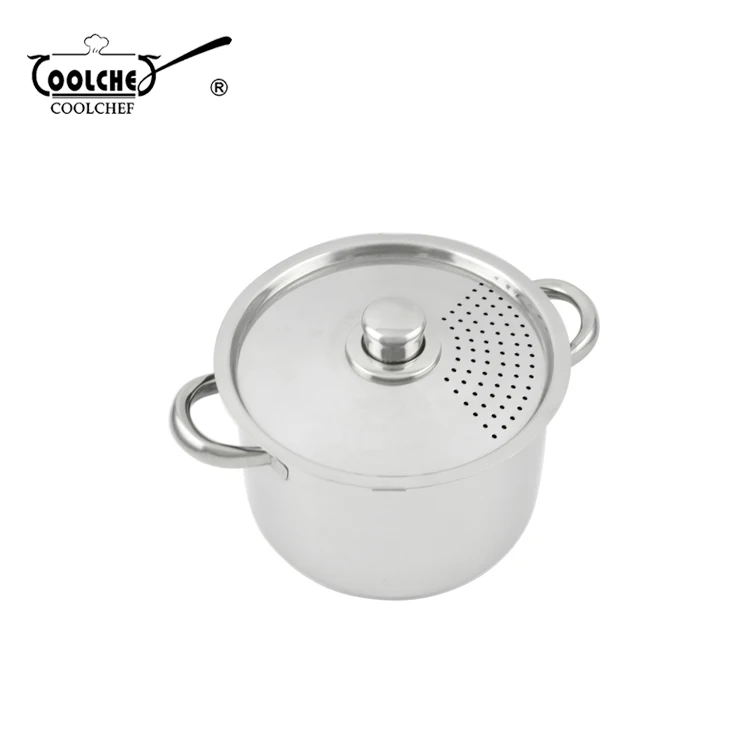 

Kitchen Equipment For Home Two Ears Stainless Steel Pasta Pot With Strainer Lid