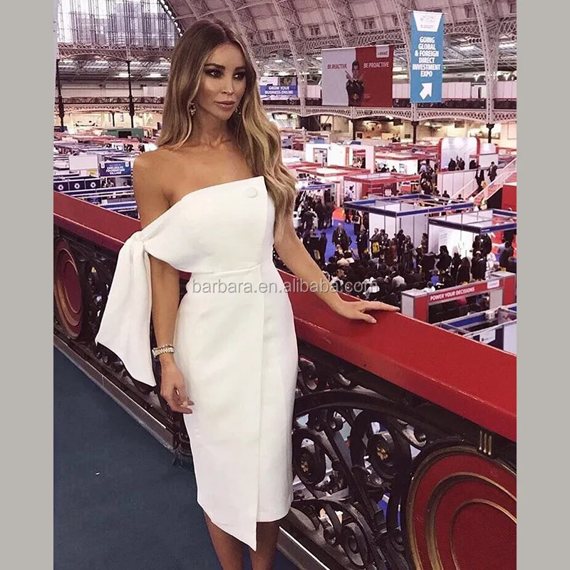 

2018 Prom Dress Sleeveless Strapless White Casual Lady Dress, Women Celebrity Party Dress,Off Shoulder Bandage Bodycon Dress, Shown