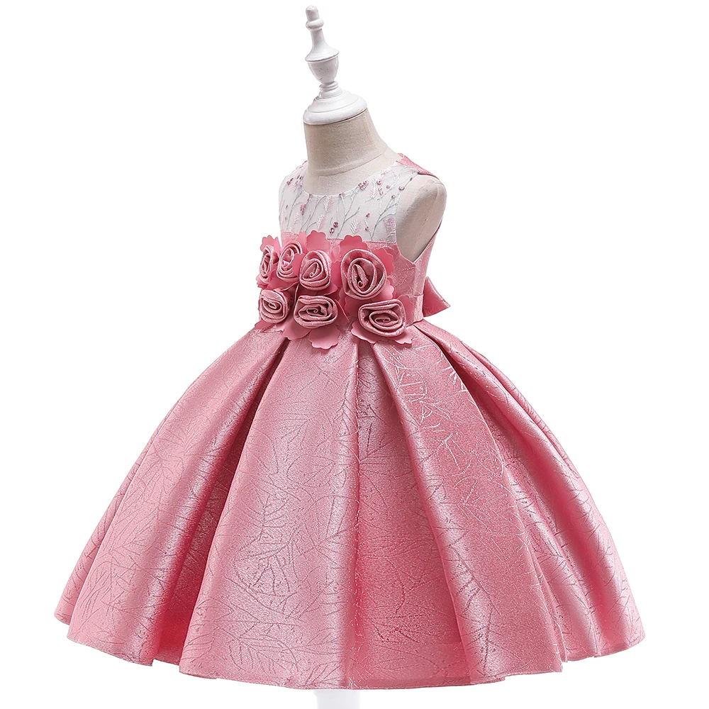 

Chinese Wholesale 2019 New Arrival Children Formal Party Rose Gold Red Pinky Kids Dress 3 - 10 Years L5110, Pink red champagne peach