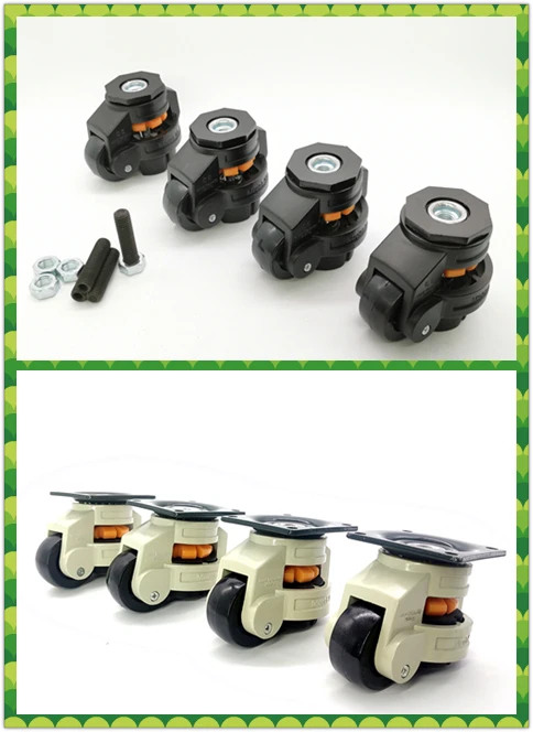 4 Pack GD-60F Korean Style Plate Mounted Nylon Wheels Heavy Duty Retractable Machine Leveling Casters