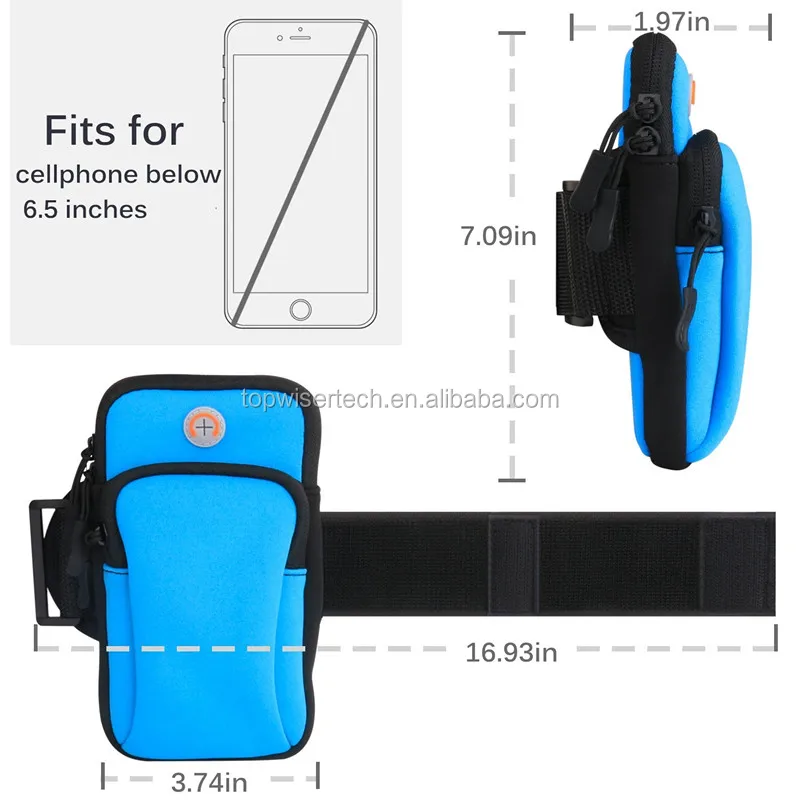 Custom Double Zipper Pocket Sports Armband Wrist Bag Running Armband