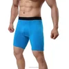 Men's Cotton Boxer Briefs Long Leg Underwear No Ride Up Stretch With Open Fly Soft stretch fabric Men Sexy Boxers