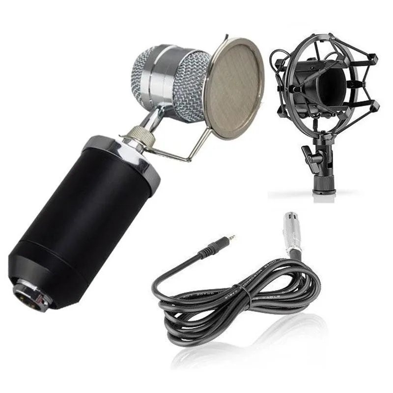 

BM8000 Recording Dynamic Condenser Musical Microphone with Shock Mount, Black