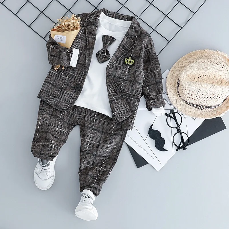 

Baby Boys casual Suits Kids Formal Suits with t shirt set Children Boys Sets Blazer Boys Clothes 3pcs Set, Picture shows