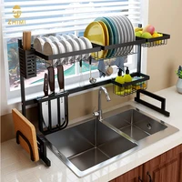 

Wholesale Stainless Steel Kitchen Dish Drainer Storage Holder Shelf Black Color Over Sink Dish Drying Rack Organizer