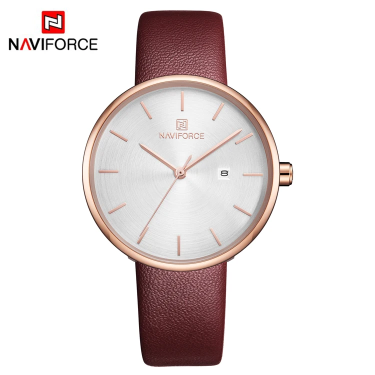 

2019 NAVIFORCE 5002 Women Watch Fashion Quartz Lady PU Watch Simple Date Casual Waterproof Wristwatch Gift for Girl/Wife/Women