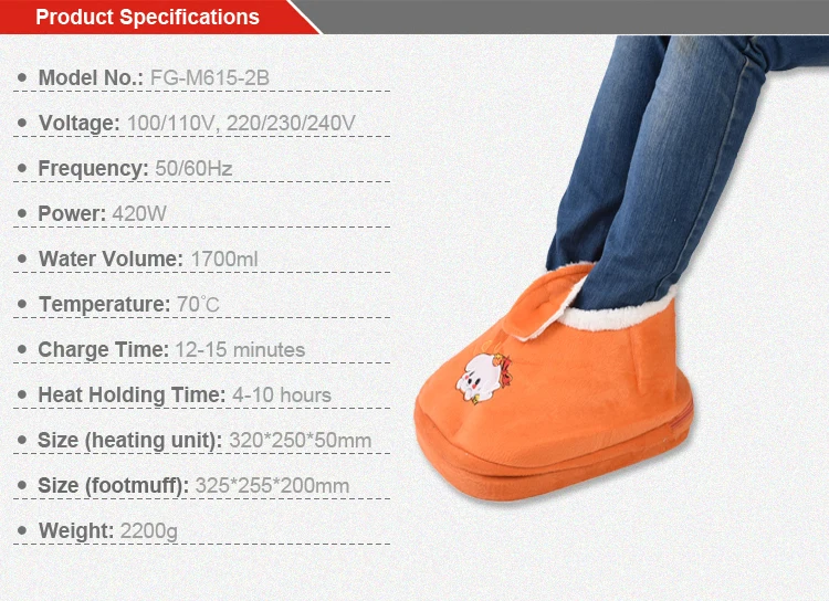 Rechargeable Heat Pack Foot Warmer Electric Hot Water Bottle For