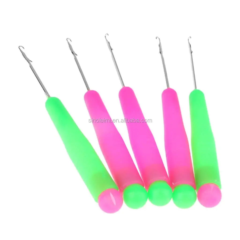 Plastic Handle Latch Hook Crochet Needles For Micro Beads Braids Hair