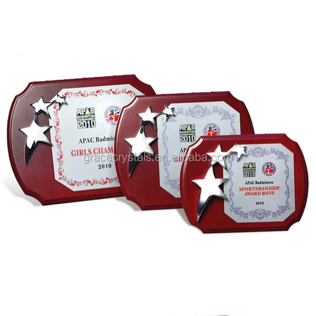 Rose wood with metal star plate blank wood award plaque