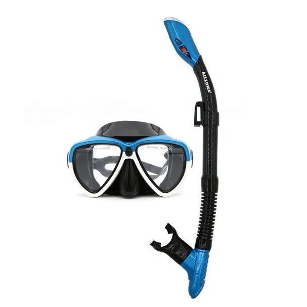 

Professional Free Breathing Anti-Leak Dry Top Snorkel Mask Set For Diving Snorkeling, Blue/purple/white/black