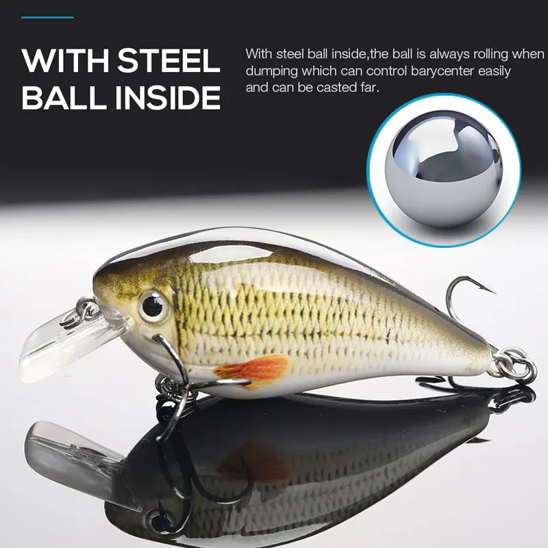 
Accept ODM / OEM 6cm 12.6g treble hooks artificial fishing bait wholesale crank fishing lures 