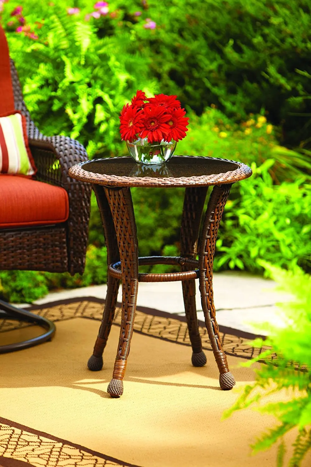 Buy Better Homes and Gardens Azalea Ridge 20" Wicker Round Outdoor Side Table 24"h X 19.75"d ...