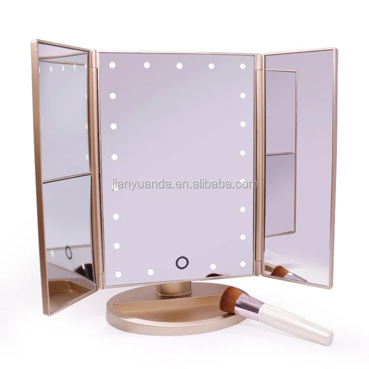 

Fashion rose gold color handy touching on/off magnifying mirorr for making up