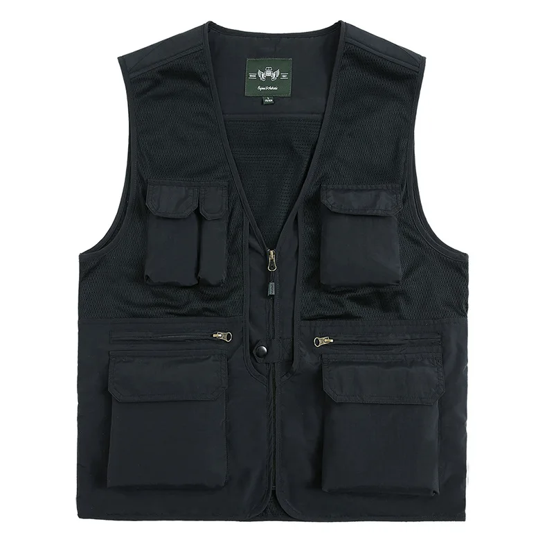 

Men's Multi Pockets Cargo Waistcoat Vest For climbing fishing shooting Hiking Journalist Photography Vest Waistcoat, Black