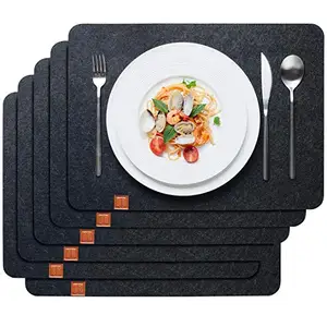 Image of Felt Placemats Set of 6 Absorbent Table Mats Non Slip Heat Resistant Place Mats