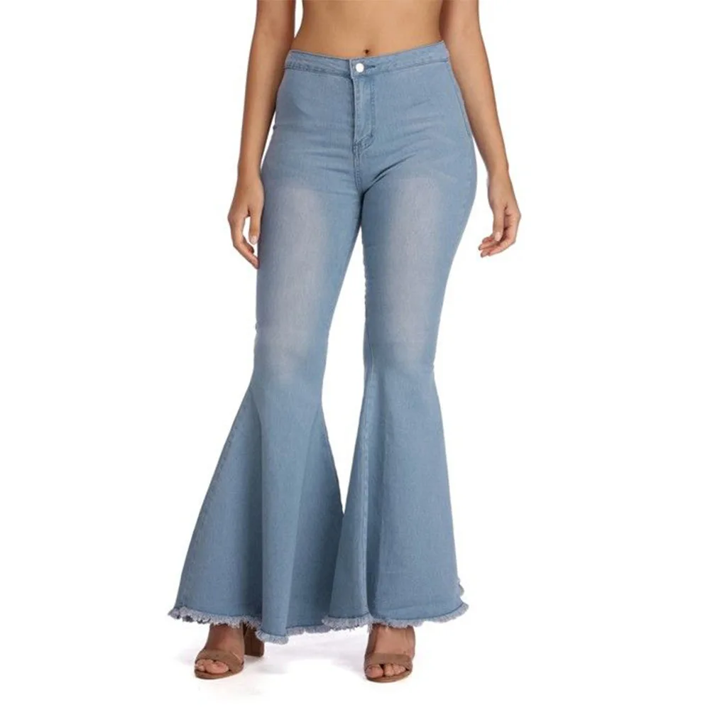 

0625M0929 High quality fashion casual woman long flare bottom pants jeans, N/a