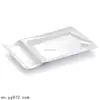 P15212 Noshery white druable melamine dinner platter with forks