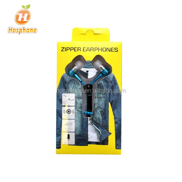 

2019 HOT SALE Zipper Earphone In-ear Headphones with MIC for iphone samsung cell phone handsfree, N/a